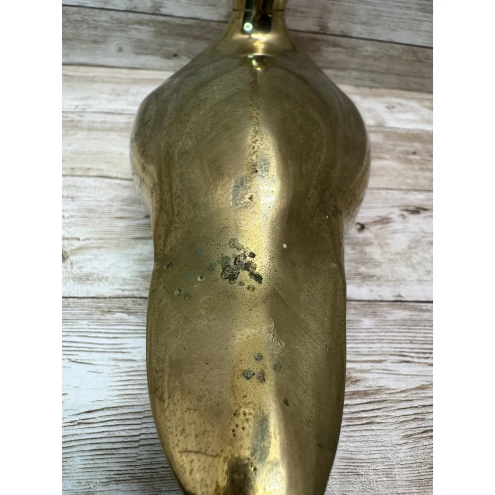 Vintage Solid Brass Duck Figurine Mid Century MCM Decorative - 10.5